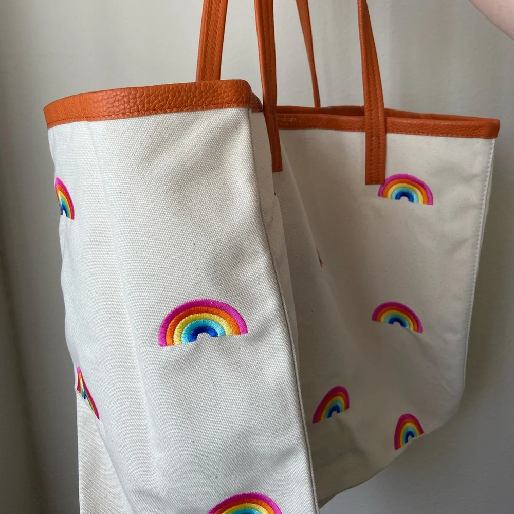 Kurt Geiger london rainbow print large cotton tote, new